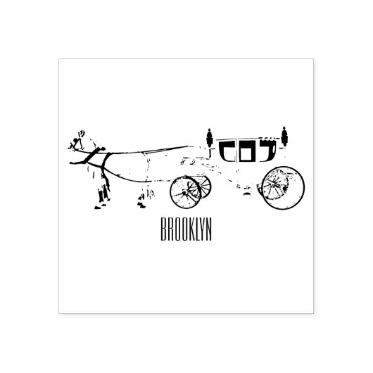 の結婚馬と馬車の漫画イラストレーション ラバースタンプ (インプリント)