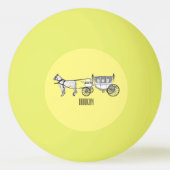 の結婚馬と馬車の漫画イラストレーション 卓球ボール (裏面)