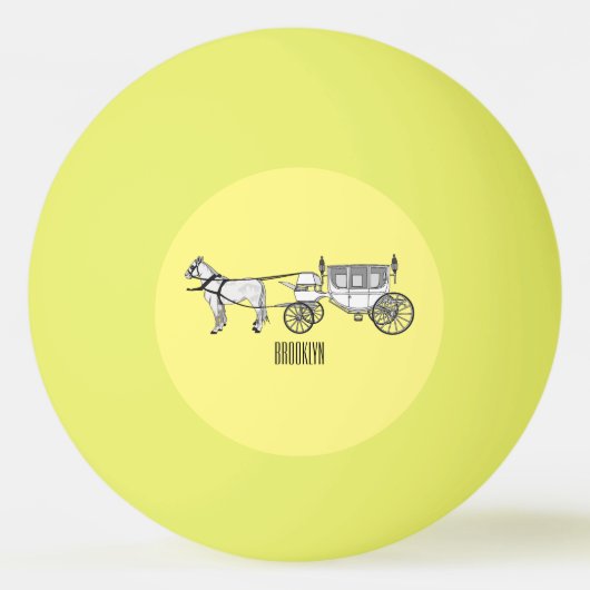 の結婚馬と馬車の漫画イラストレーション 卓球ボール (正面)