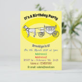 の結婚馬と馬車の漫画イラストレーション 招待状 (スタンド正面)