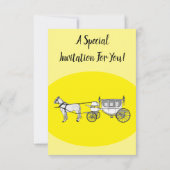 の結婚馬と馬車の漫画イラストレーション 招待状 (裏面)