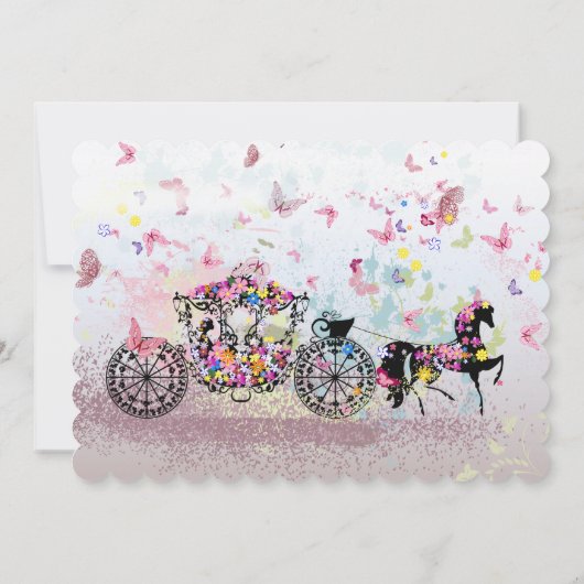 の結婚馬と馬車の花と蝶2 招待状 (裏面)