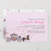 の結婚馬と馬車の花と蝶2 招待状 (正面/裏面)