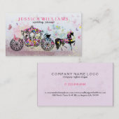 の結婚馬と馬車の花と蝶3 名刺 (正面/裏面)