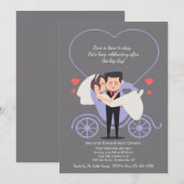 の結婚馬車グレイ結婚ポストのブランチ 招待状 (正面/裏面)