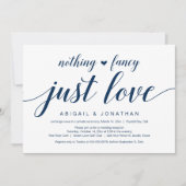 の結婚駆け落ちエレガントClassy Navy Blue Script 招待状 (正面)