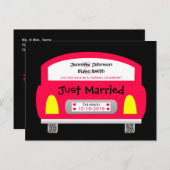 の結婚駆け落ち告知はがき – Red Car 案内ポストカード (正面/裏面)