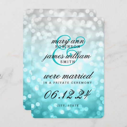 の結婚駆け落ち告知ビーチラグラデーションイト 案内状 (正面/裏面)