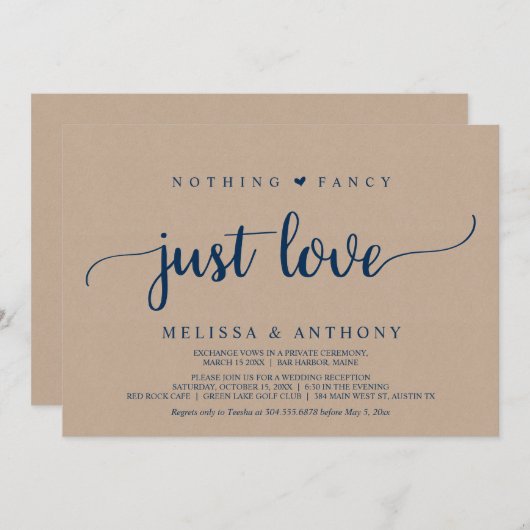 の結婚駆け落ち、何も愛ファンシーは、クラフト 招待状 (正面/裏面)