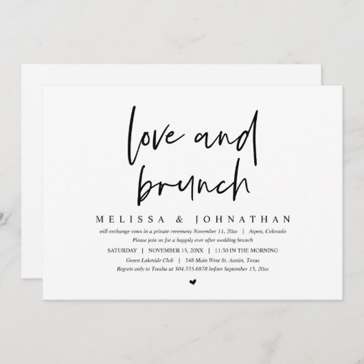 の結婚駆け落ち、愛とブランチ 招待状 (正面/裏面)