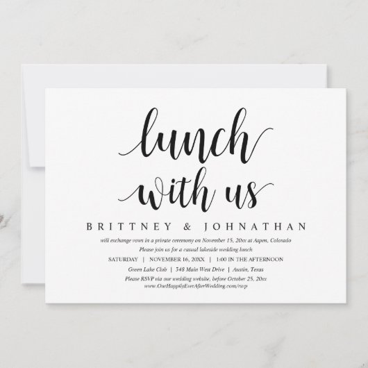 の結婚駆け落ち、私たちとランチ、新婚のInvita 招待状 (正面)