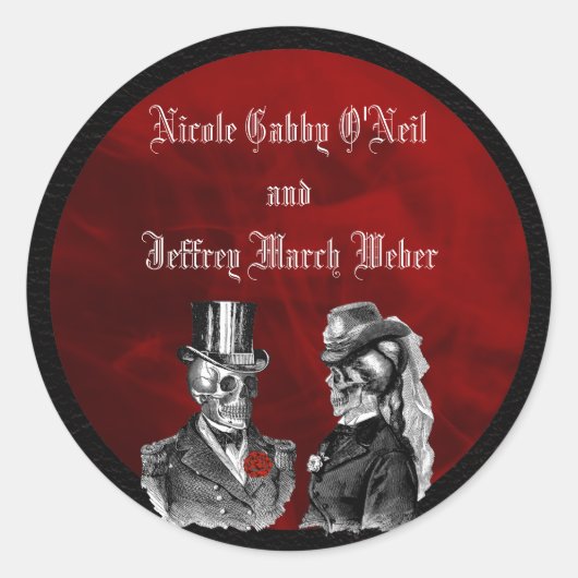 の結婚骨格スカル'Til Death Do Us Part ラウンドシール (正面)