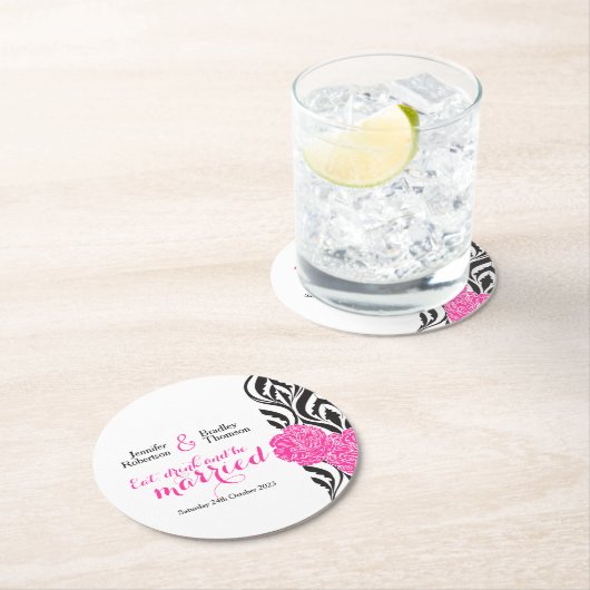 の結婚高級ピモダンンクカスタム紙コースター ラウンドペーパーコースター (インサイチュ)