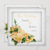 の結婚黄素晴らしローズブーケ 招待状 (正面/裏面)