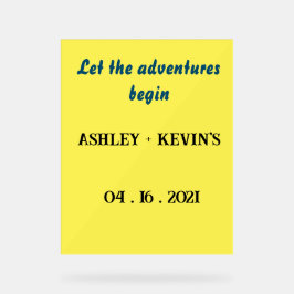 の結婚黄色の背景を持つアクリルサイン アクリルサイン