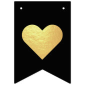 の結婚黒いフェイク金ゴールドハート姓&ミセス バンティングフラッグ (第1の旗)