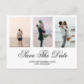 の結婚黒い写真白の日付を保存 シーズンポストカード (正面)