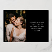 の結婚黒い幾何学的金ゴールド日付を保存 箔招待状 (裏面)