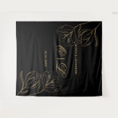 の結婚黒い背景の黄金のフローラ タペストリー (正面(横))