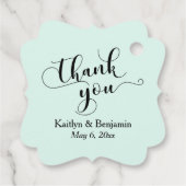 の結婚黒エレガント文字、ミントグリーンありがとう フェイバータグ (裏面)