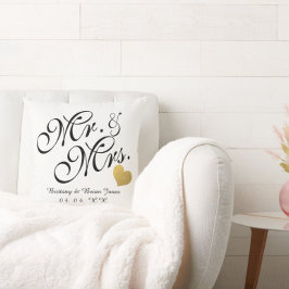 の結婚黒スクリプト金ゴールドハート名 クッション