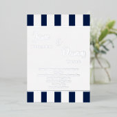 の結婚黒モダン白のストライプ 箔招待状 (立ち正面)