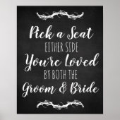 の結婚黒板シートを選ぶ両側の標識 ポスター (正面)