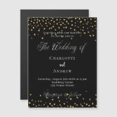 の結婚黒金ゴールドハートスクリプエレガントト豪華 マグネット招待状 (正面/裏面)