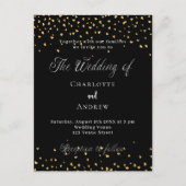 の結婚黒金ゴールドハートスクリプエレガントト インビテーションポストカード (正面)