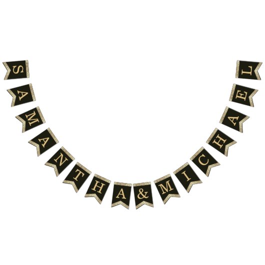 の結婚黒金ゴールド名エレガントヴィンテージフローラB バンティングフラッグ (全)