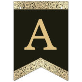 の結婚黒金ゴールド名エレガントヴィンテージフローラB バンティングフラッグ (第2の旗)