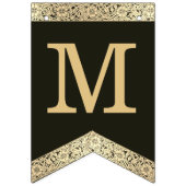 の結婚黒金ゴールド名エレガントヴィンテージフローラB バンティングフラッグ (第3の旗)