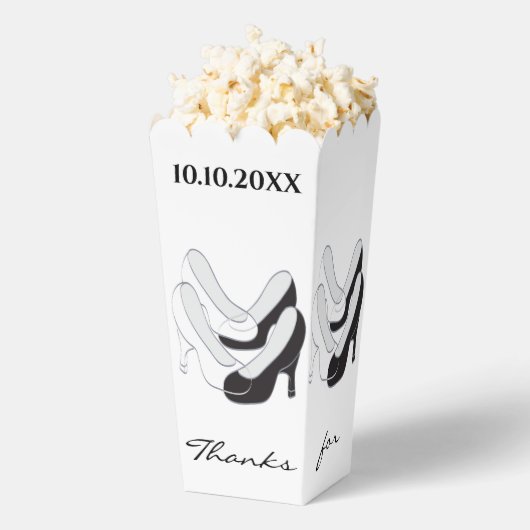 の結婚黒n白い靴の裏の愛用箱 フェイバーボックス (はじけた状態)