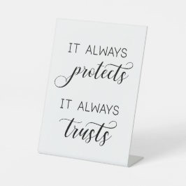 の'結婚1コリント13'それは常に保護 台座サイン