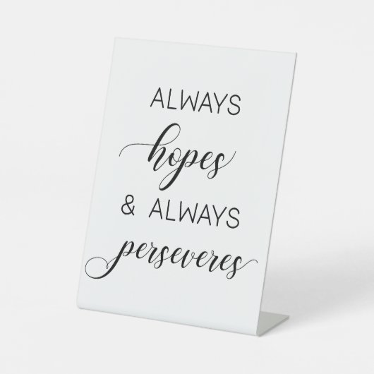の'結婚1コリント13'は常に希望 台座サイン (正面)