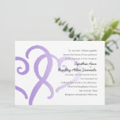 の結婚2つのハートシンプルパープル 招待状 (スタンド正面)