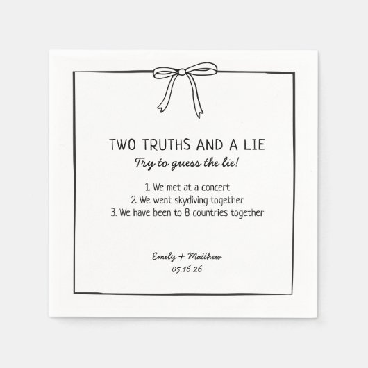の結婚2つの真実とライゲームおもしろいファクトボウ スタンダードカクテルナプキン (正面)