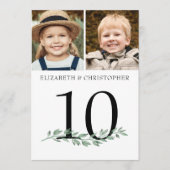 の結婚2枚の写真グリーンリー表Number 5x7の看板 招待状 (正面)