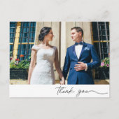 の結婚2枚の写真Thank You Budget ポストカード (正面)