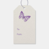 の結婚2蝶スケッチ紫の贈り物ラベル ギフトタグ (裏面)
