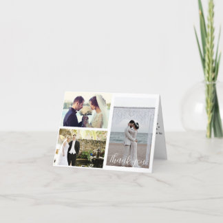 の結婚3枚のフォトコラージュ サンキューカード