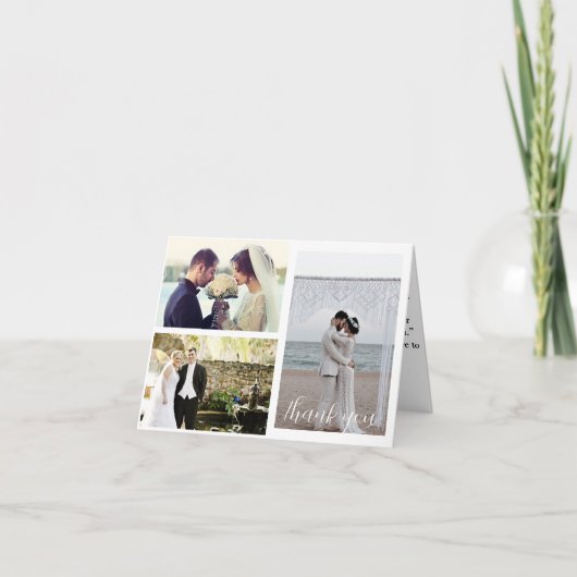 の結婚3枚のフォトコラージュ サンキューカード (正面)