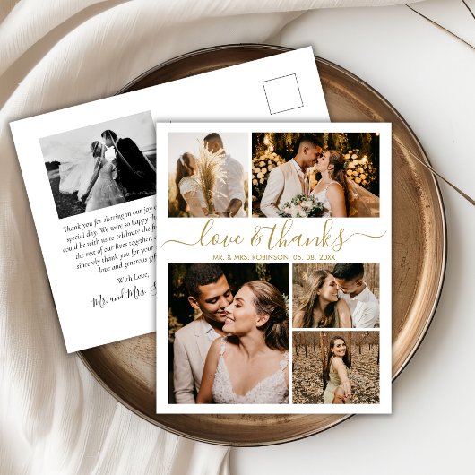 の結婚5枚の写真コラージュの愛と感謝していありがとう ポストカード
