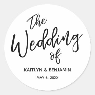 "の結婚"手書きモダンタイポグラフィ ラウンドシール