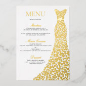 の結婚、誕生日パーティーまたはブライダルシャワーメニュー金ゴールド 箔招待状 (正面)