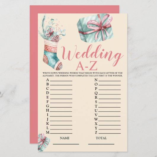 の結婚A-Zクリスマスストッキングブライダルゲーム (正面/裏面)