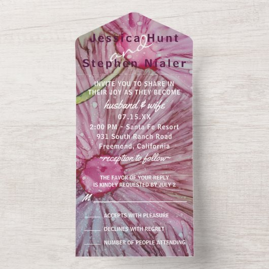 の結婚All N One招待状新花模様 オールインワン招待状 (内側)