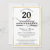 の結婚ANNIVERSARYクラスの年の金ゴールドブラック 招待状 (正面)