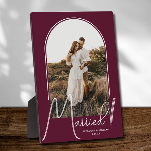 の結婚Arch Photo Burgundy フォトプラーク