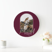 の結婚Arch Photo Burgundy ラージ壁時計 (ホーム)